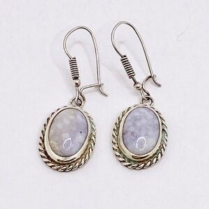 Sterling Vintage Earrings Purple Lace Agate Dangles Drops